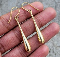 Drop dangle earring With 22k gold plated, Brass handmade jewelry